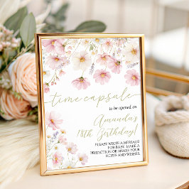 Expositor En L Wildflower 1st Birthday Time Capsule Sign