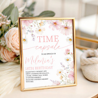 Expositor En L Wildflower 1st Birthday Time Capsule Sign