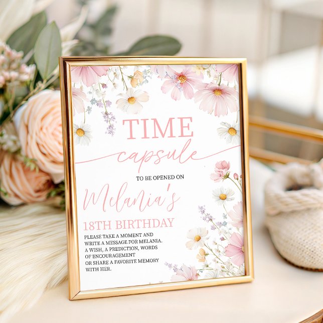 Expositor En L Wildflower 1st Birthday Time Capsule Sign (Subido por el creador)