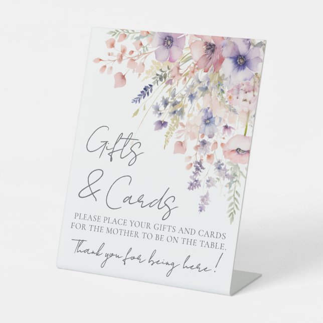 Expositor En L Wildflower Baby Shower Gifts Cards (Anverso)