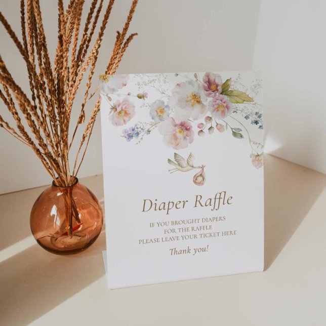 Expositor En L Wildflower Boho Baby Shower Diaper Raffle (Wildflower Boho Baby Shower Diaper Raffle Sign)