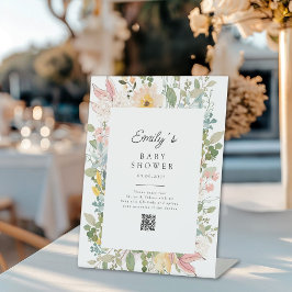 Expositor En L Wildflower Garden Charm Baby Shower QR Code