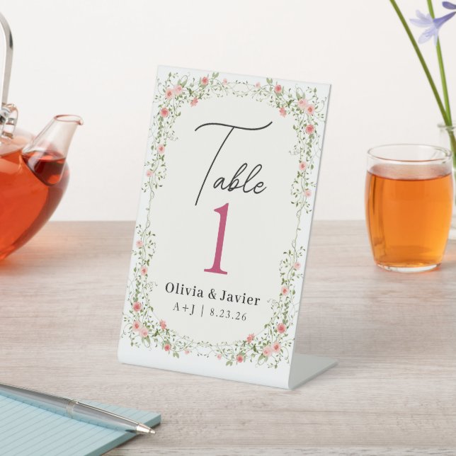 Expositor En L Wildflower Wedding Table Number  (In Situ)