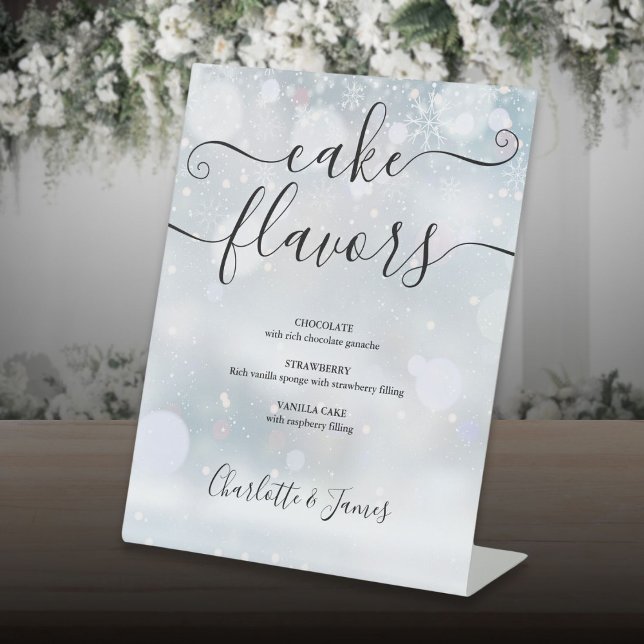 Expositor En L Winowflakes Signature Script Flavors (Winter Snowflakes Signature Script Cake Flavors Pedestal Sign)