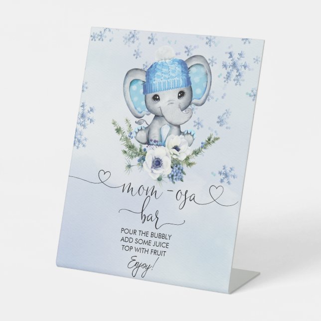 Expositor En L Winter Elephant Baby Shower Mom-osa Bar Pedestal S (Anverso)