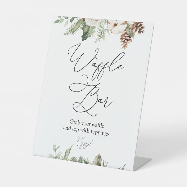 Expositor En L Winter Greenery Waffle Bar Pedestal Rótulo (Anverso)