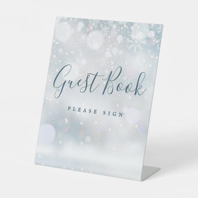 Expositor En L Winter Wonderland Snowflakes Guest Book (Anverso)