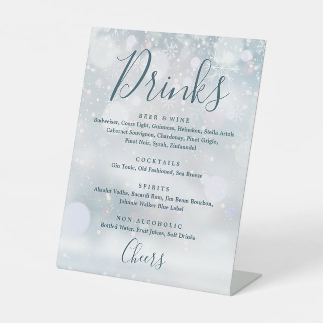 Expositor En L Winter Wonderland Snowflakes Menú Bebidas (Anverso)