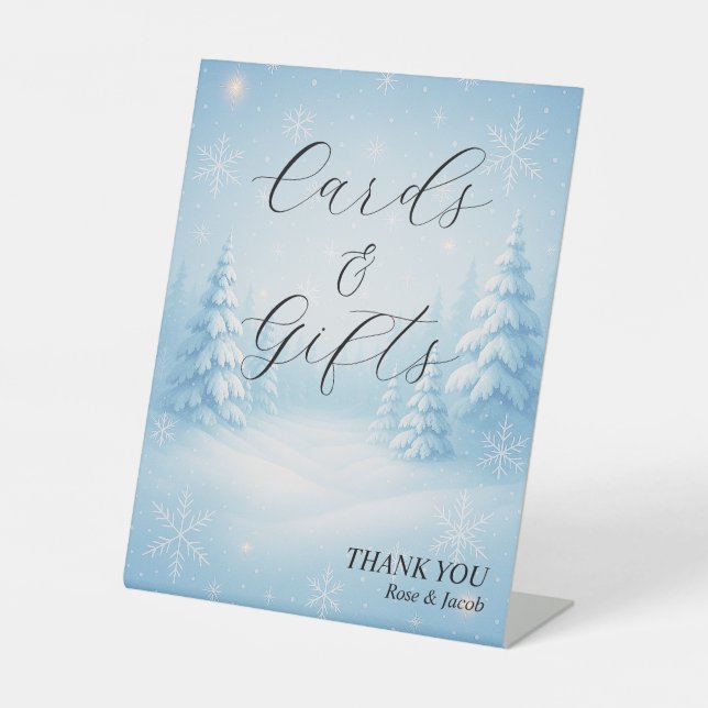 Expositor En L Winter Wonderland Wedding Cards & Gifts Sign (Anverso)