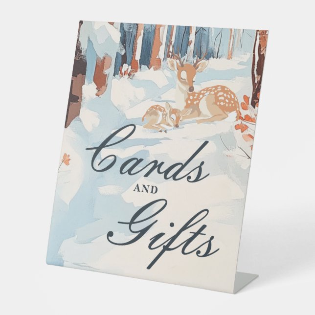 Expositor En L Winter Woodland Oh Deer Baby Shower Tarjetas y reg (Anverso)