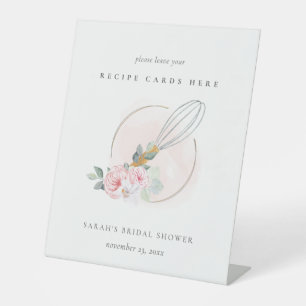 Expositor En L Wooden Whisk Pink Floral Receta Tarjeta Ducha de N