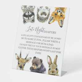 Expositor En L Woodland Animals Baby Shower Late Night Diapers