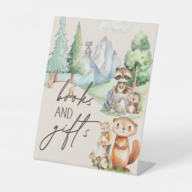 Expositor En L Woodland Animals Boho Baby Shower Books Gifts (Anverso)