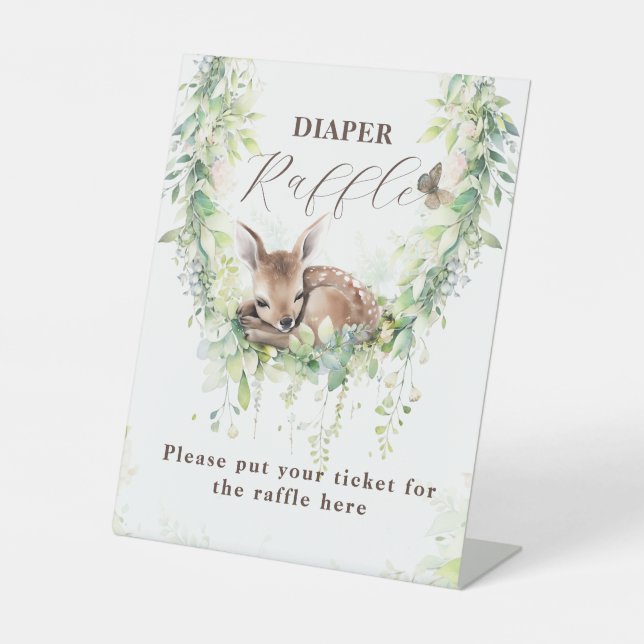 Expositor En L Woodland Animals Greenery Baby Boy Shower Diaper (Anverso)