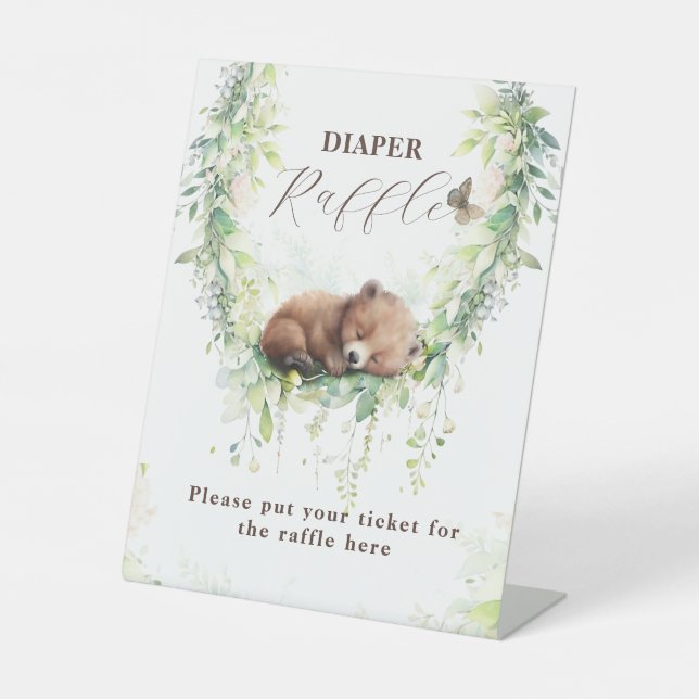 Expositor En L Woodland Animals Greenery Baby Boy Shower Diaper (Anverso)