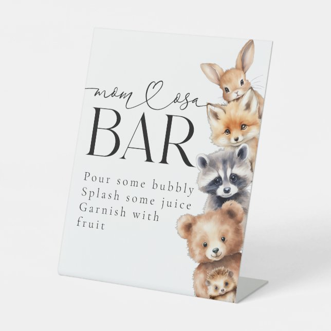 Expositor En L Woodland Animals Modern Baby Shower Bar (Anverso)
