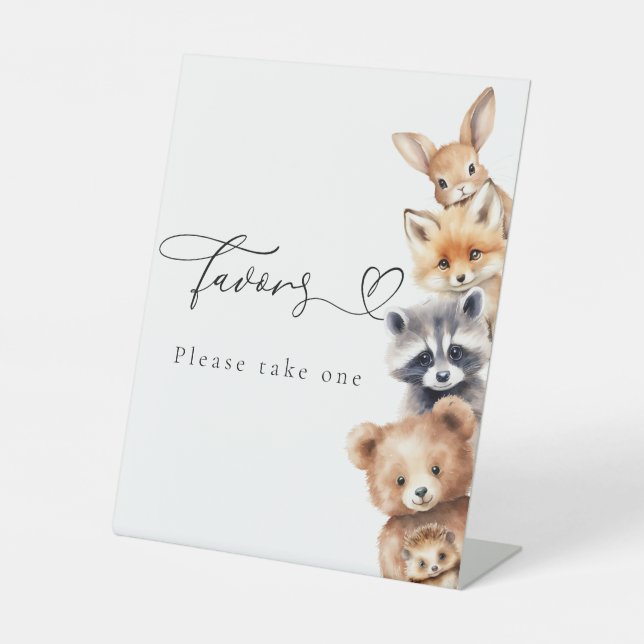 Expositor En L Woodland Animals Modern Baby Shower Bar (Anverso)