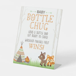 Expositor En L Woodland Baby Bottle Chug Shower Game Fiesta Rótul