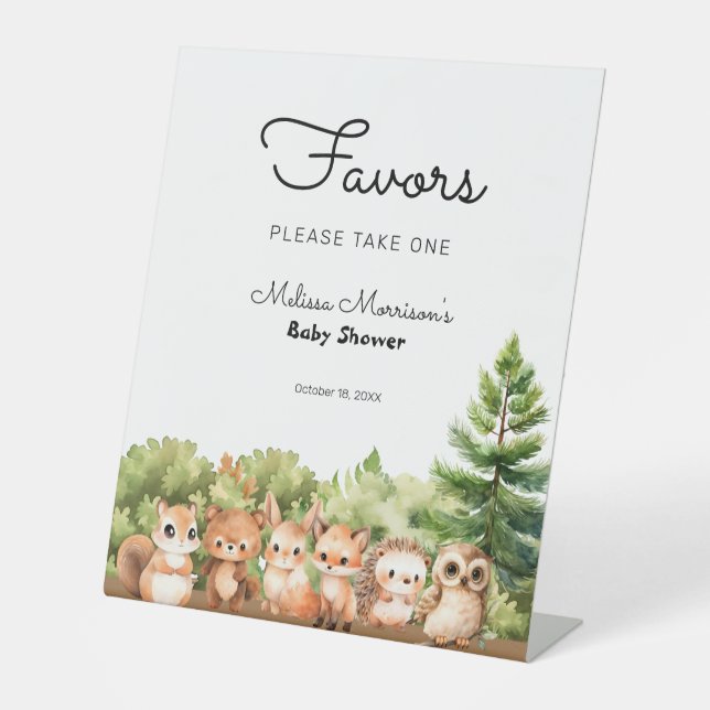 Expositor En L Woodland Baby Boy Shower Favor (Anverso)