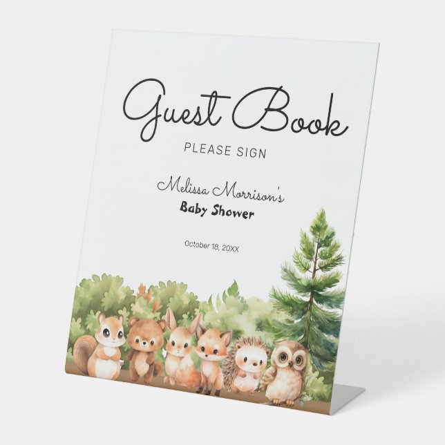 Expositor En L Woodland Baby Boy Shower Guest Book (Anverso)