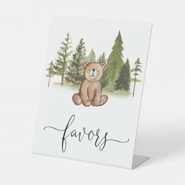 Expositor En L Woodland Bear Baby Shower Favors (Anverso)