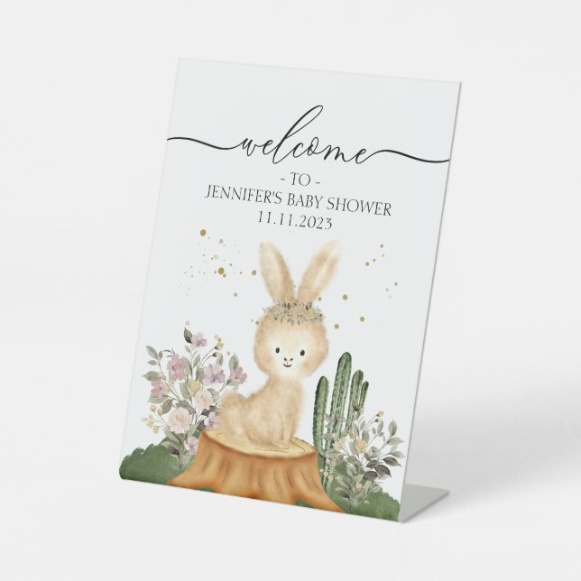 Expositor En L Woodland Bunny Rabbit Welcome Baby Shower (Anverso)