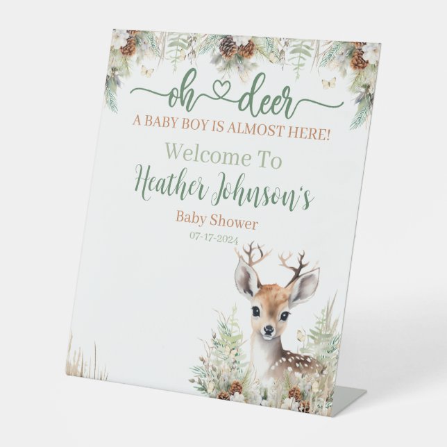 Expositor En L Woodland Deer Baby Shower Boy (Anverso)