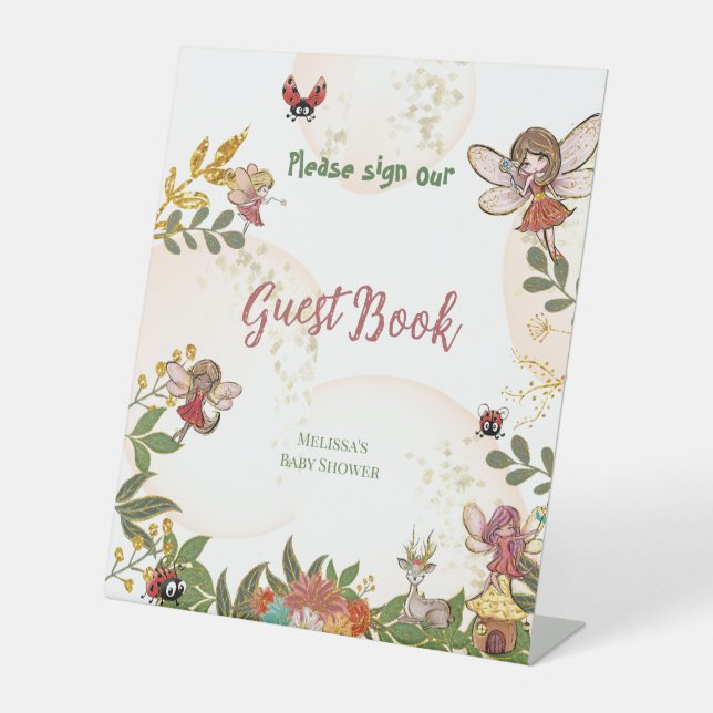 Expositor En L Woodland Enchant Fairy Ladybug Guest Book (Anverso)