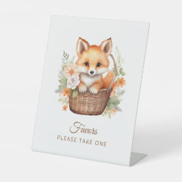 Expositor En L Woodland Fox Baby Shower Please Take One Favors