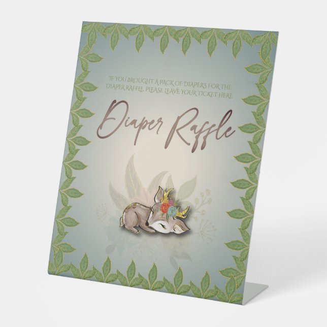Expositor En L Woodland Oh Baby Deer Animals Diaper Raffle Game (Anverso)