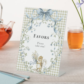 Expositor En L Woodland Squirrel Gingham Baby Shower Favors