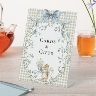 Expositor En L Woodland Squirrel Gingham Cards Gifts Baby Shower