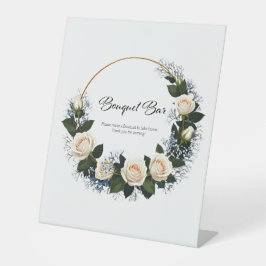 Expositor En L Wreath Bouquet Bar White Roses Ducha de novia