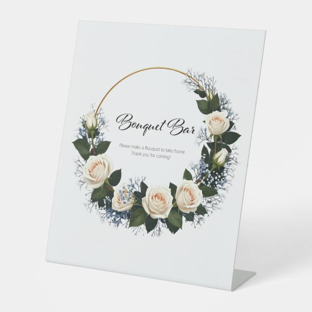 Expositor En L Wreath Bouquet Bar White Roses Ducha de novia (Anverso)