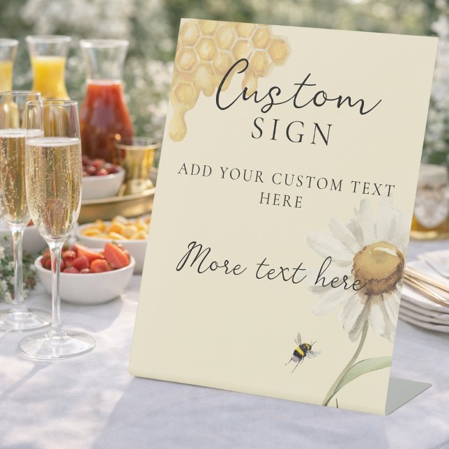 Expositor En L Yellow Floral Honey Bee Bridal Shower Custom Sign (Subido por el creador)