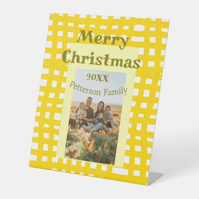 Expositor En L Yellow white plaid retro Christmas holiday family  (Anverso)