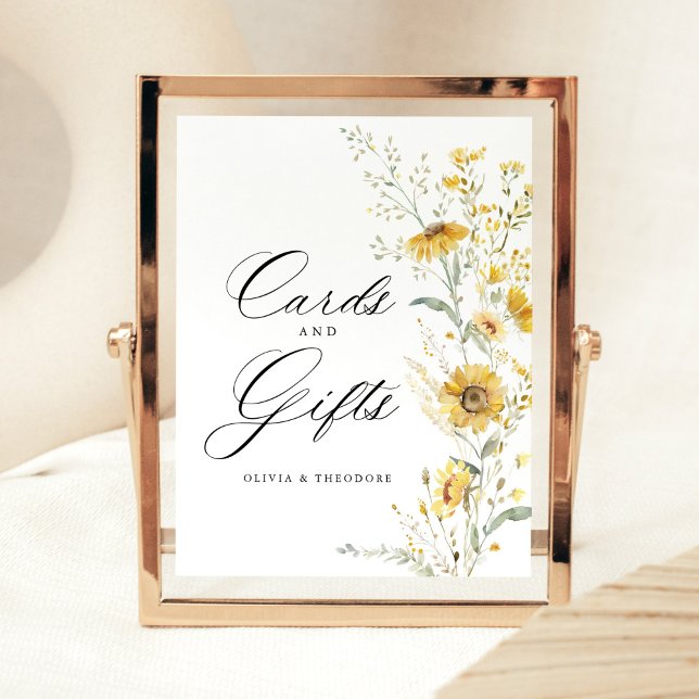 Expositor En L Yellow Wildflower Sunflower Cards & Gifts Wedding (yellow wildflower sunflower wedding sign cards and gifts floral wedding signage elegant reception)