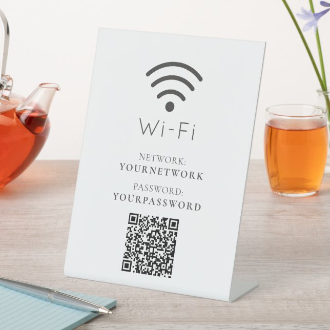 Expositor En L Your Logo Minimalist White Wi-Fi QR Code (In Situ)