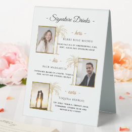 Expositor Triangular Bebidas con Firma Personalizada Palma Dorada Fotog