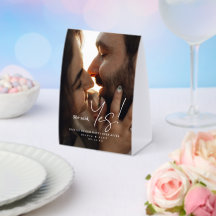 Cartel de compromiso de pareja con foto 'Ella dijo