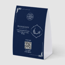 Cartel de mesa con código QR para Iftar de Ramadan