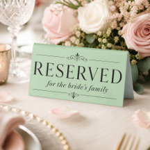 Elegante novia de salvia Familia reservada boda