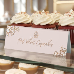 Expositor Triangular Hand Drawn Florals Pink Cupcake Bakery Counter