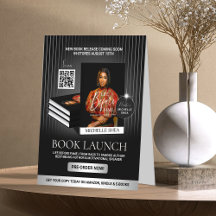 Lanzamiento de libro de autor negro y plata elegan