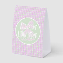 Lazo rosa y cuadros Bienvenida pequeña niña