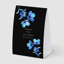 Letrero de Hashtag de Boda Floral Negro y Azul Mal