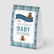 Letrero de Oso de Peluche de Tartán para Baby Show