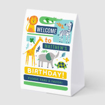 Letrero de pedestal de cumpleaños de animales de l