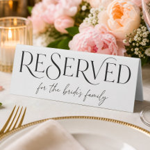 Letrero Reservado para la Familia de la Novia Mini
