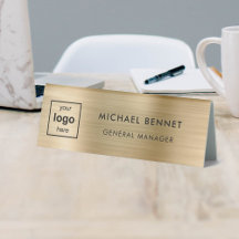Logotipo personalizado de metal dorado falso profe